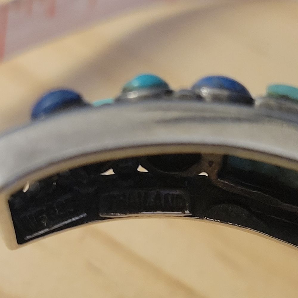 Southwest Sterling Turquoise And Lapis Cuff - Picture 4 of 4